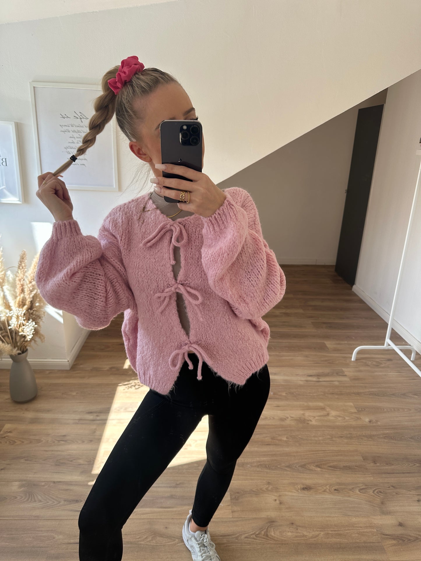 Knoten Cardigan "Leni" Streifi Türkis Beige