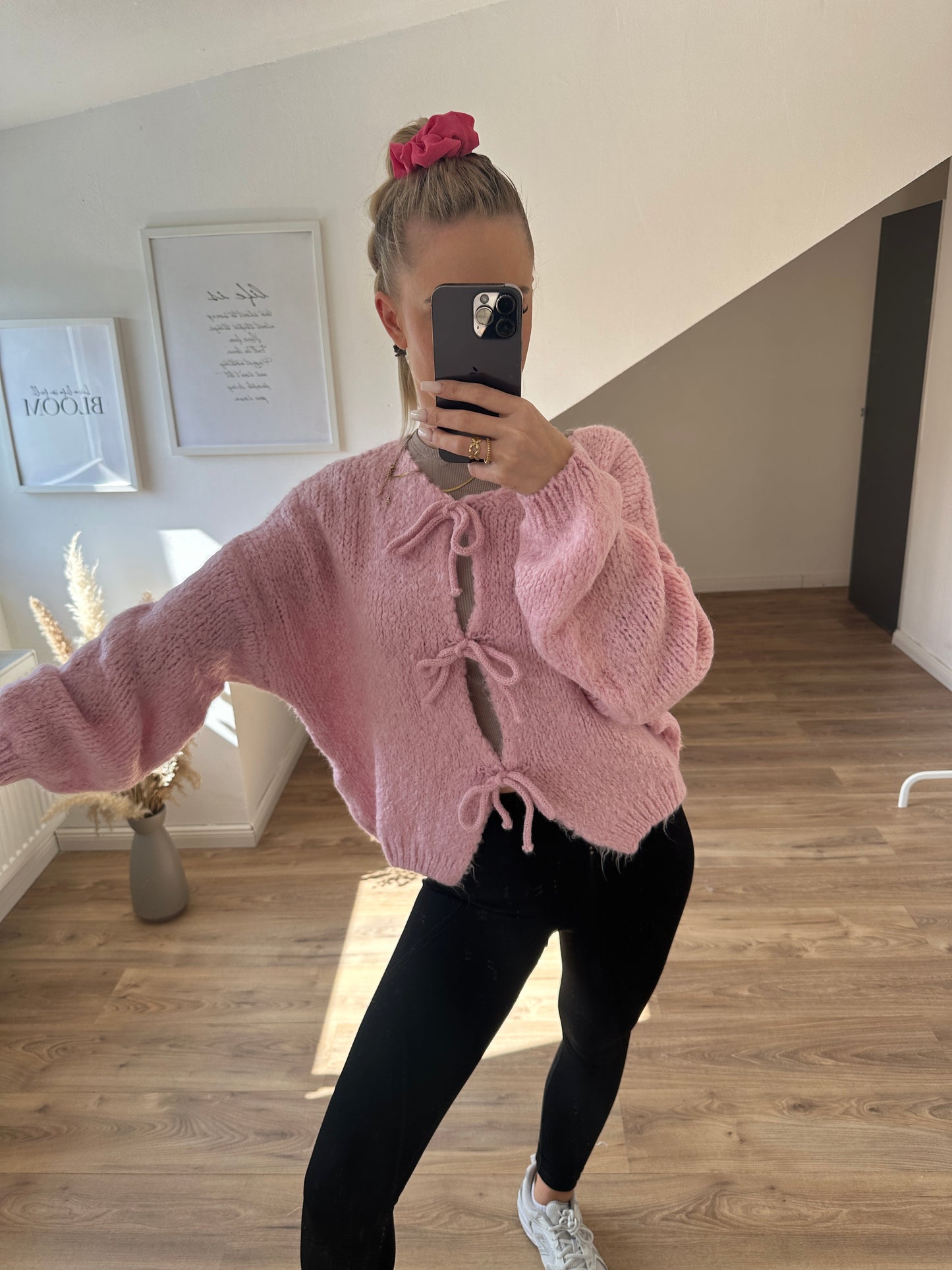 Knoten Cardigan "Leni" Streifi Türkis Beige