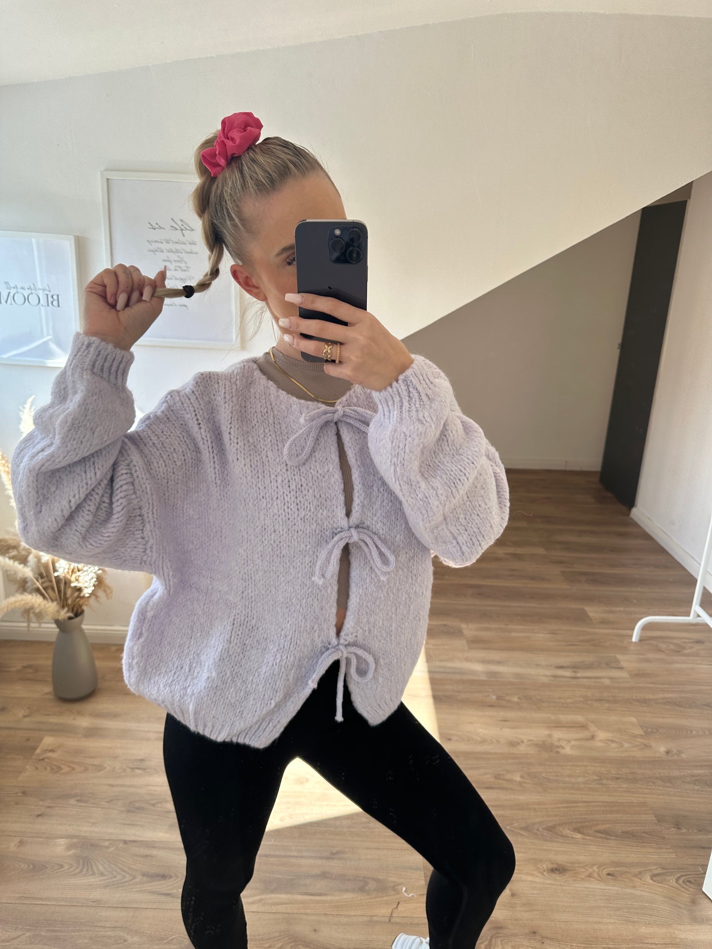Knoten Cardigan "Leni" Streifi Türkis Beige