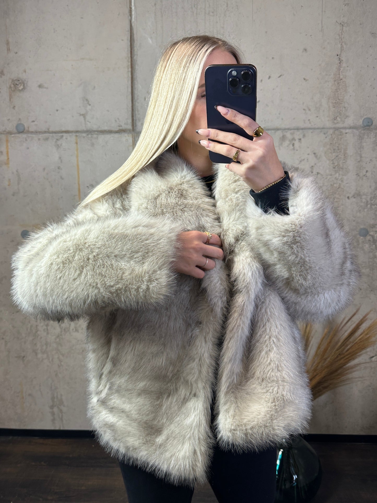 Felljacke Beige