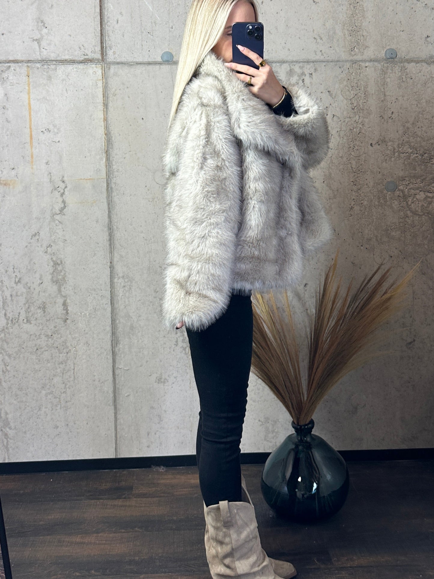 Felljacke Beige