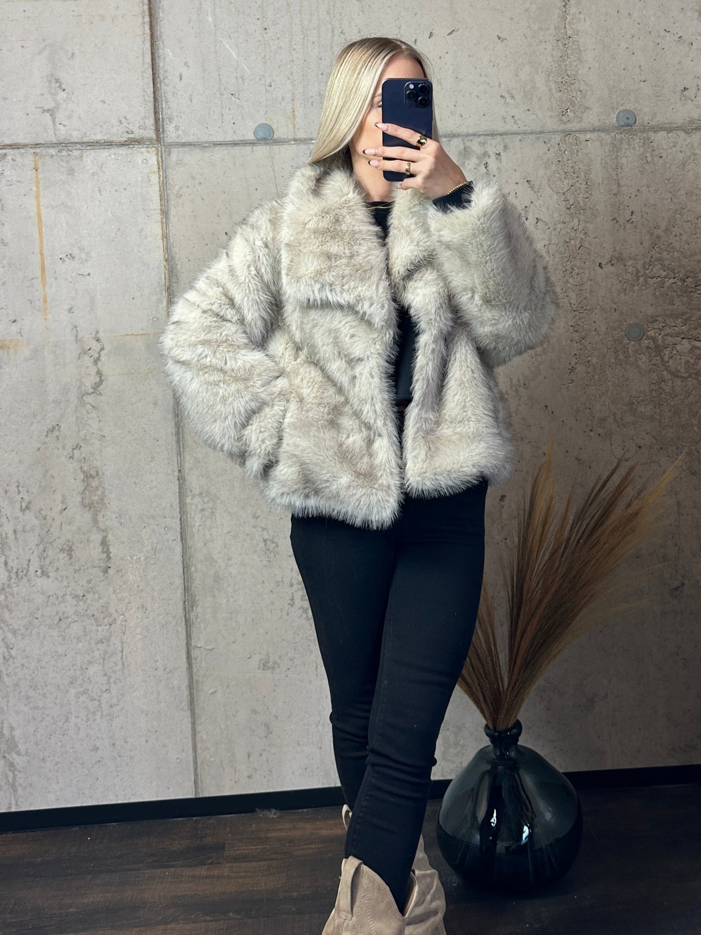 Felljacke Beige