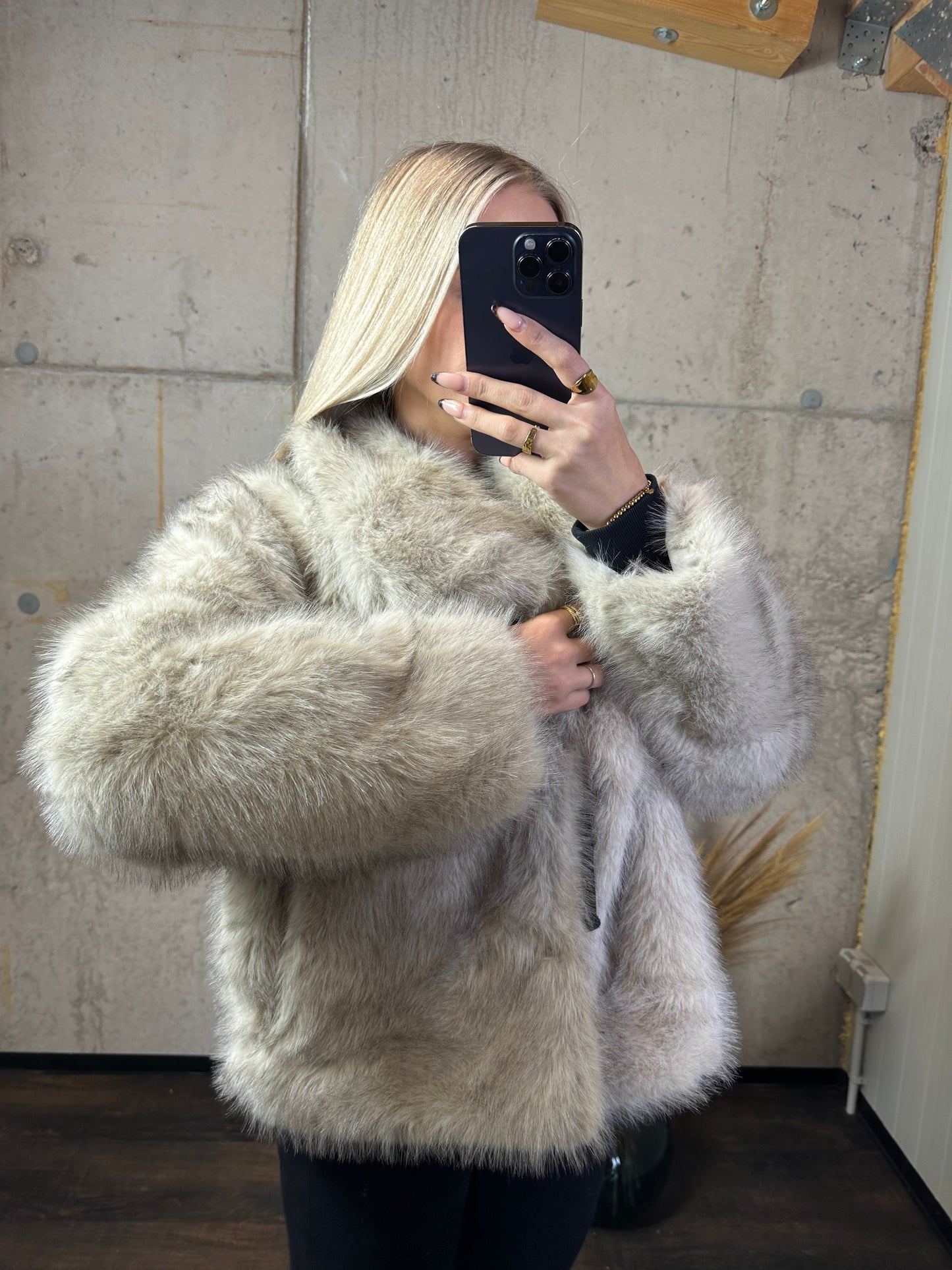 Felljacke Beige