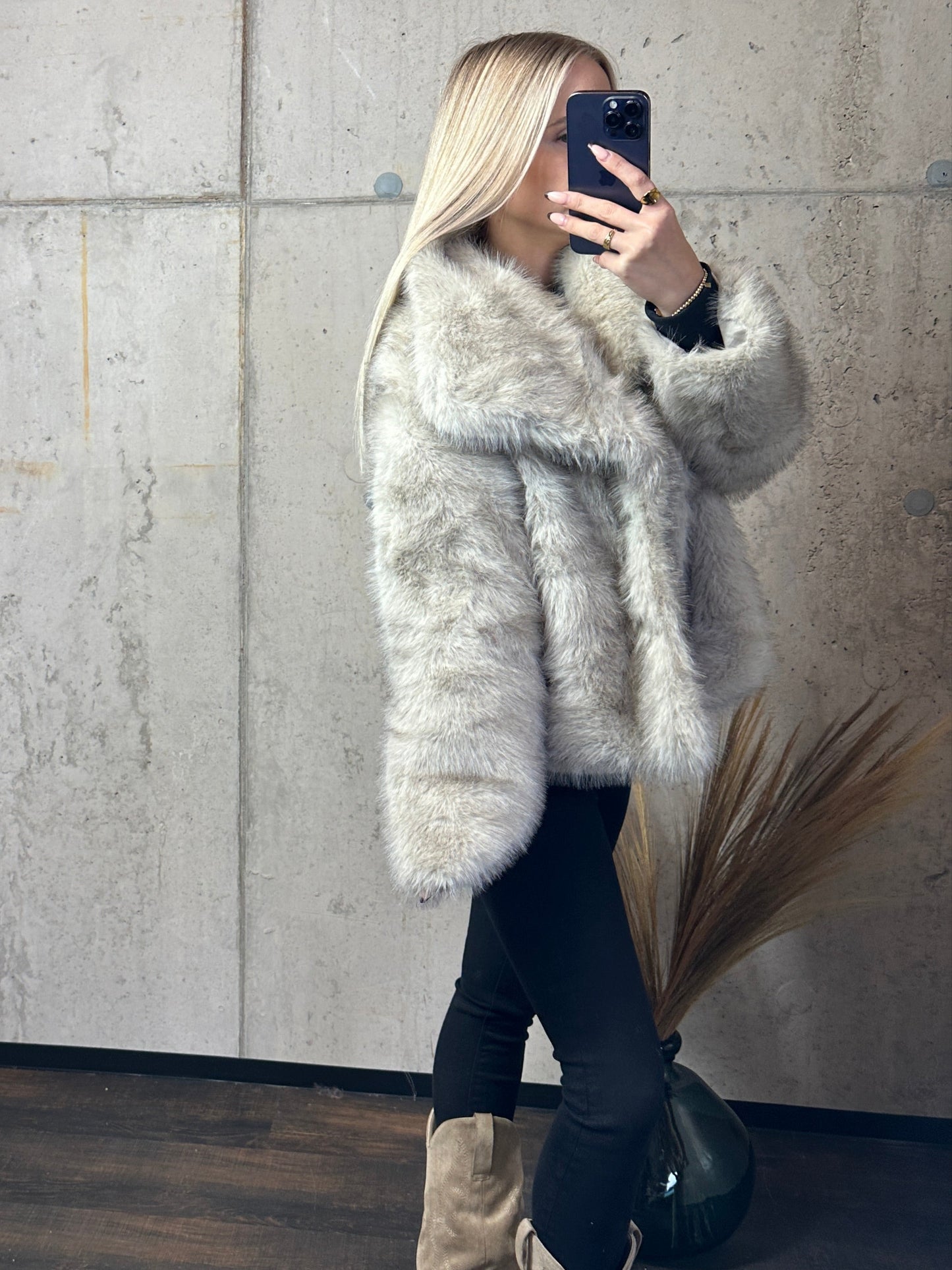 Felljacke Beige