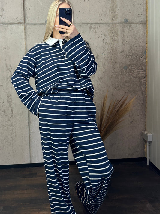 Gestreifte Hose „Julie“ Dunkelblau