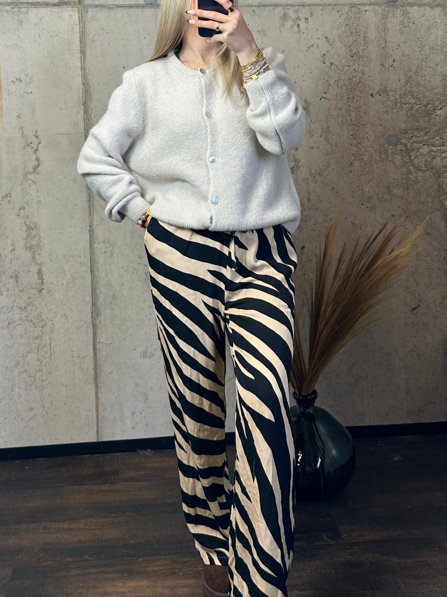 Zebra Hose Schwarz Beige