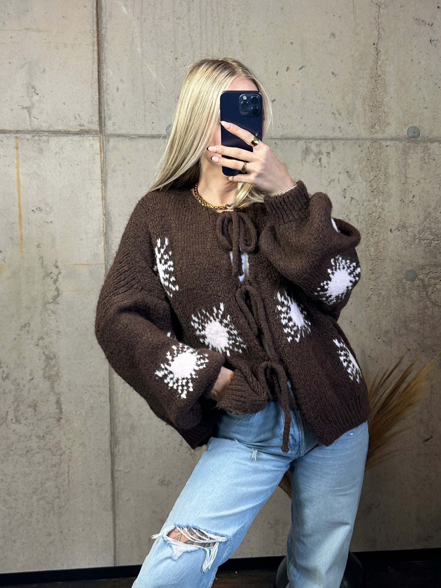 Cardigan „Sunny“ Braun/Rosa