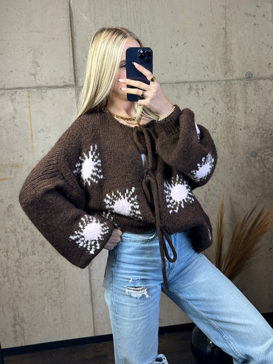 Cardigan „Sunny“ Braun/Rosa