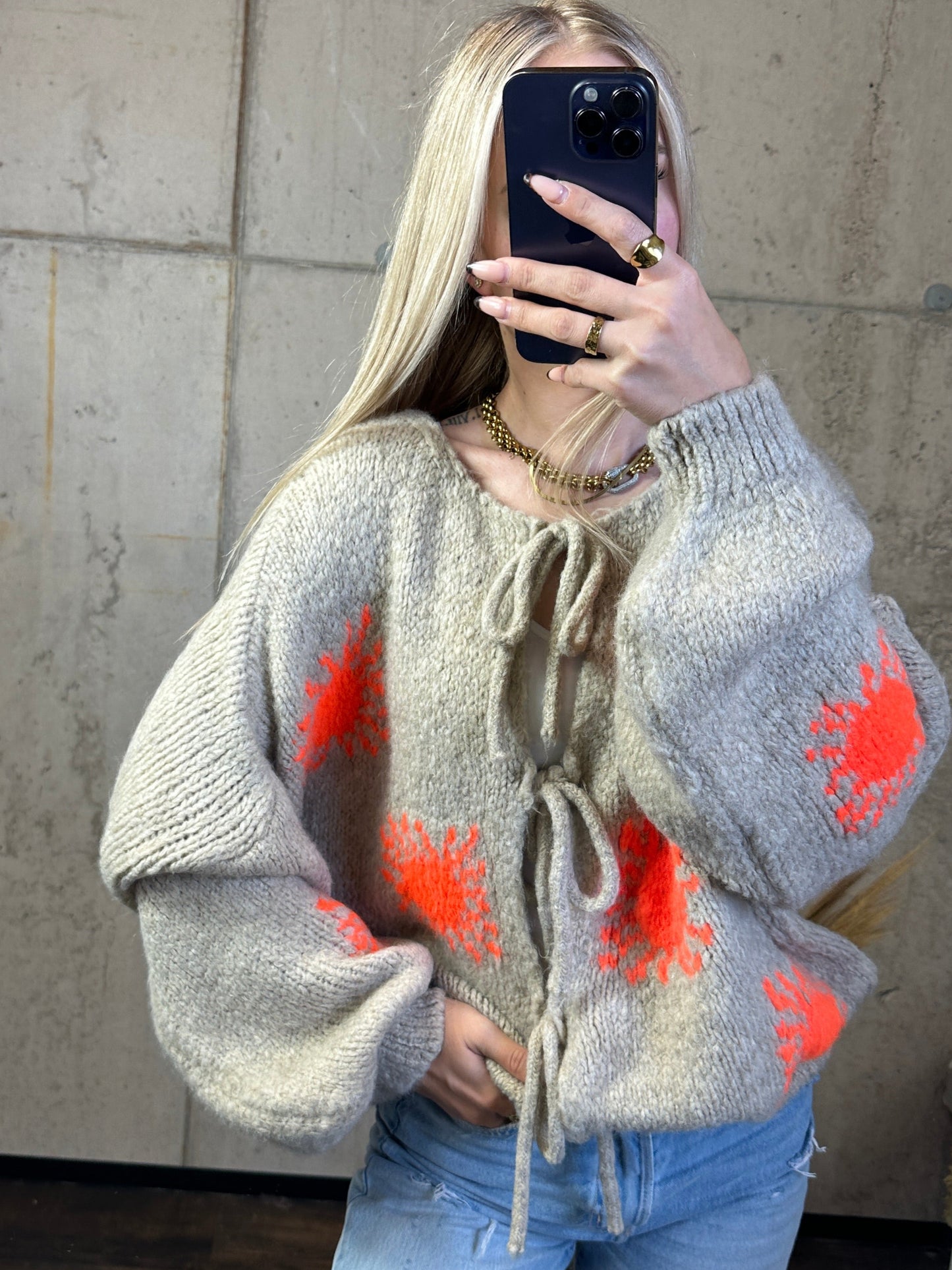 Cardigan „Sunny“ Beige/Orange
