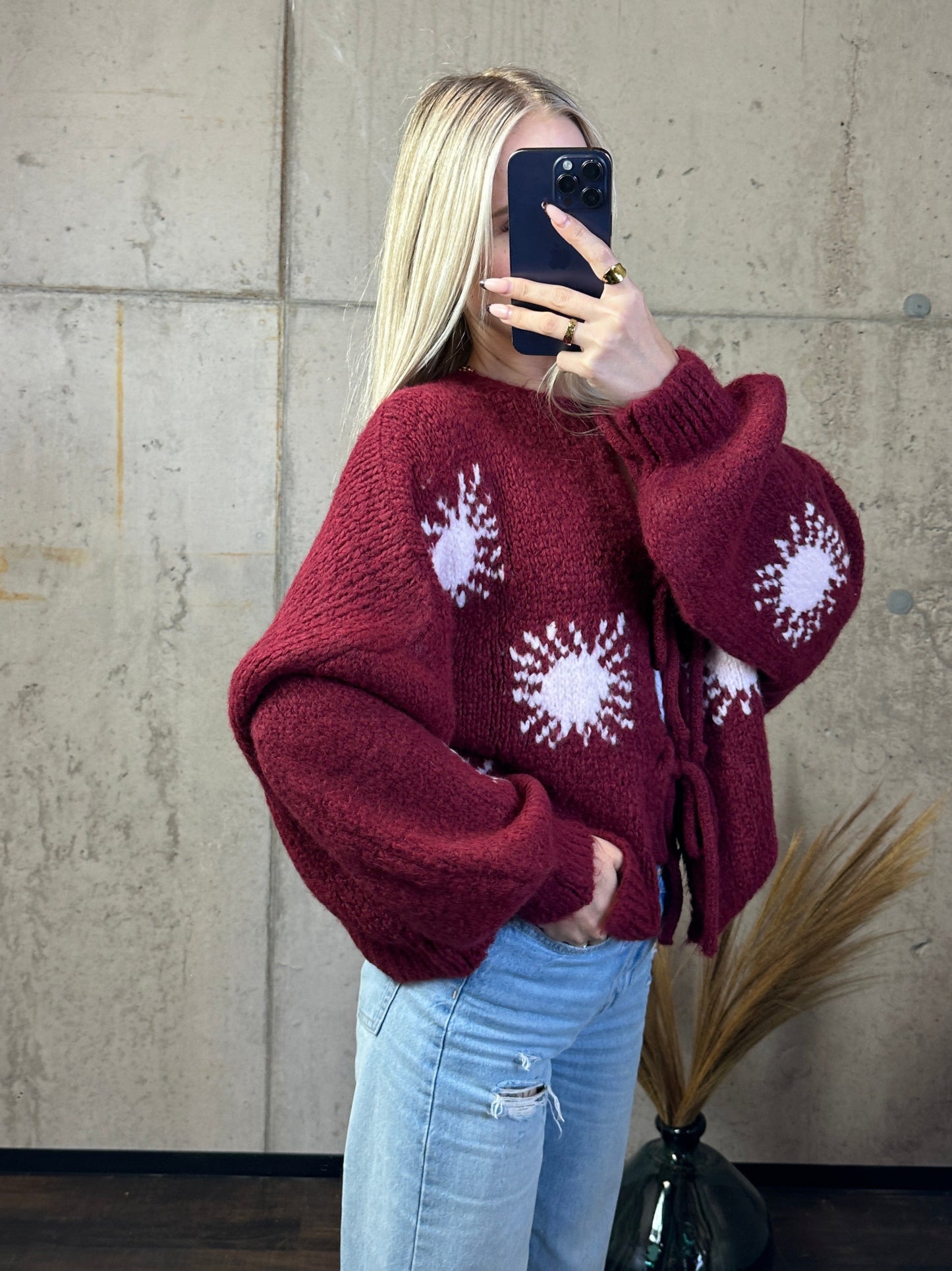 Cardigan „Sunny“ Bordeaux/Rosa
