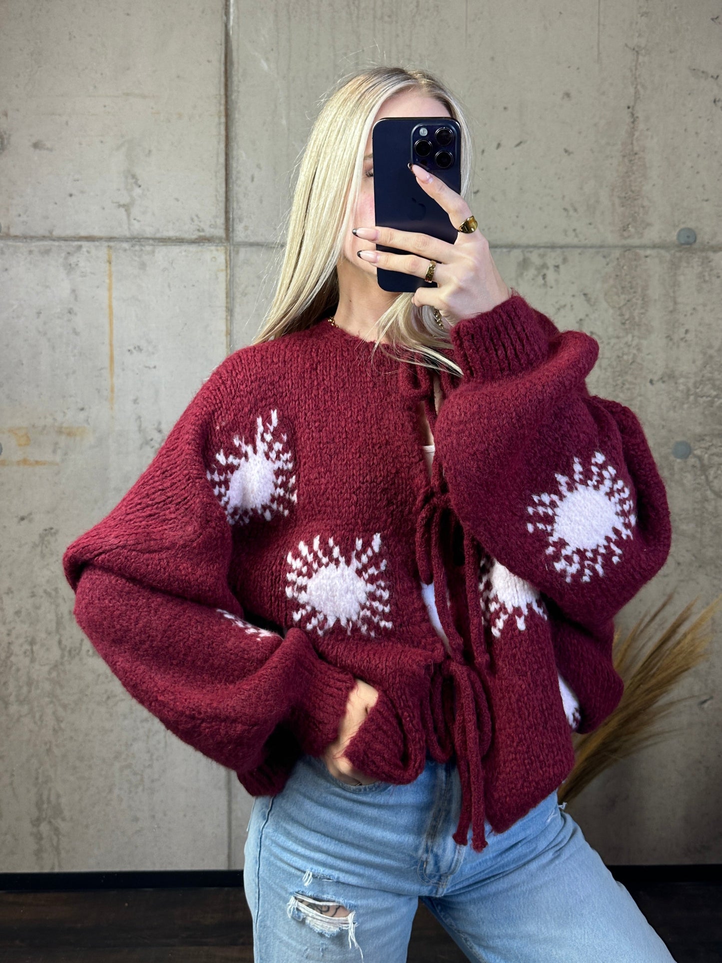 Cardigan „Sunny“ Bordeaux/Rosa