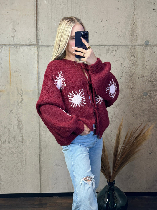 Cardigan „Sunny“ Bordeaux/Rosa