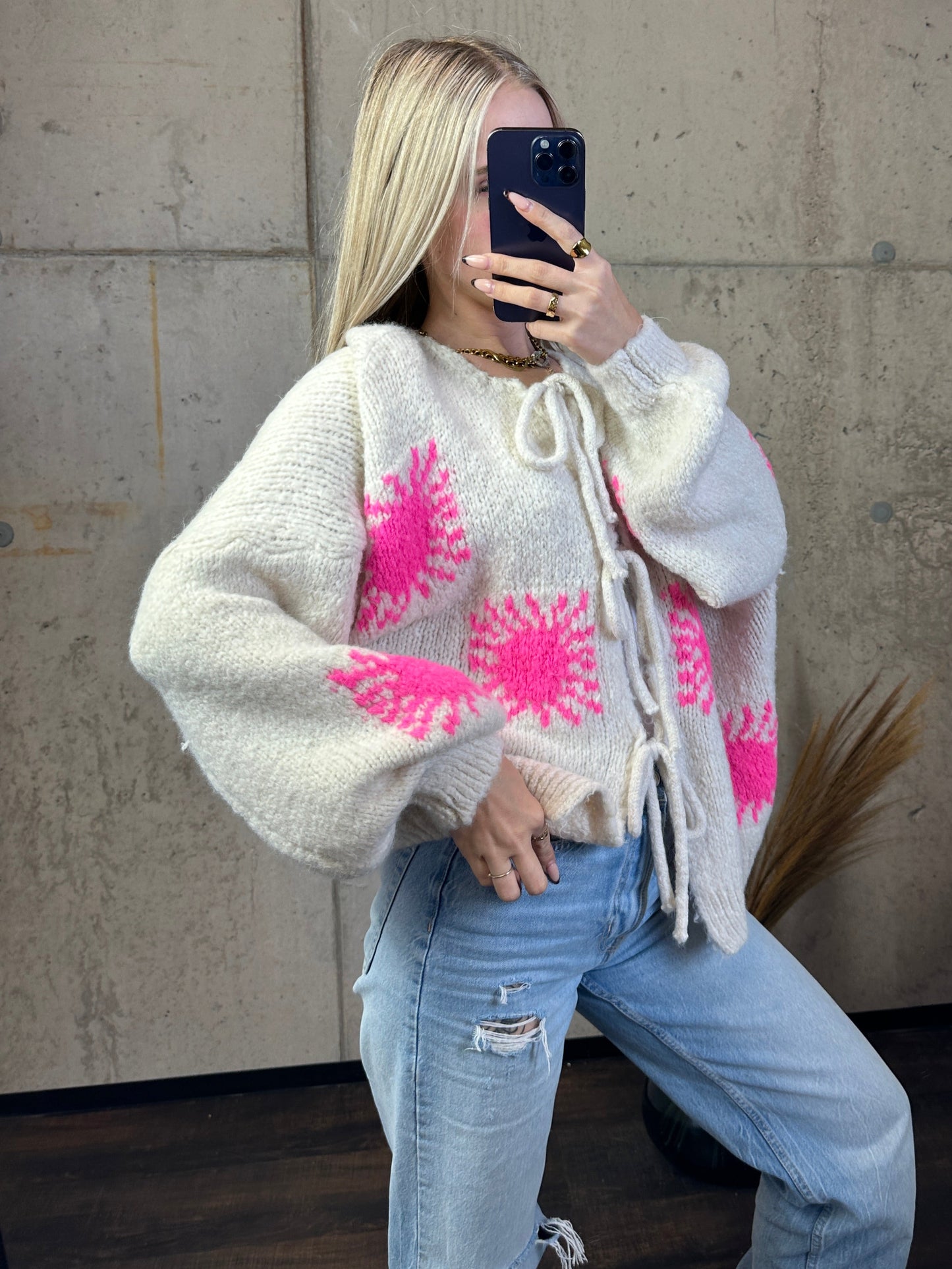 Cardigan „Sunny“ Creme/Pink