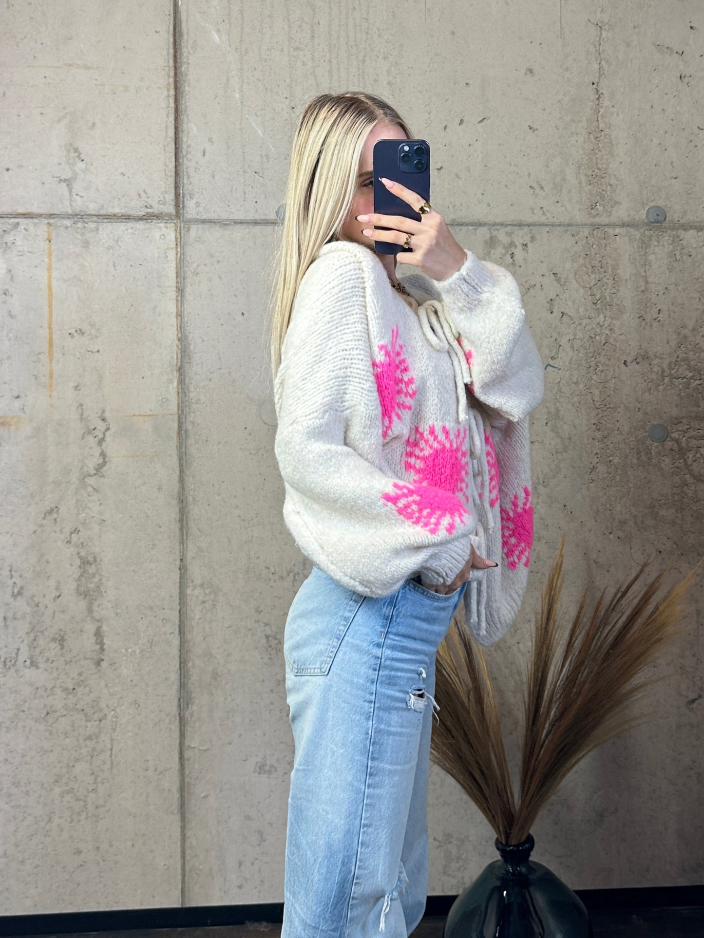 Cardigan „Sunny“ Creme/Pink