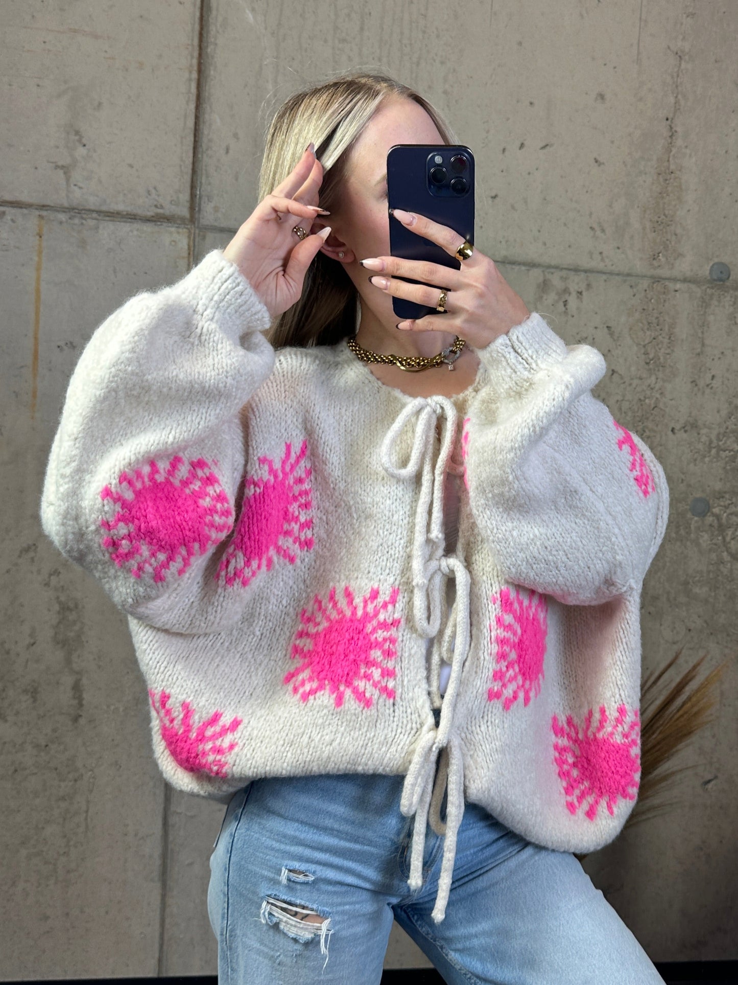 Cardigan „Sunny“ Creme/Pink