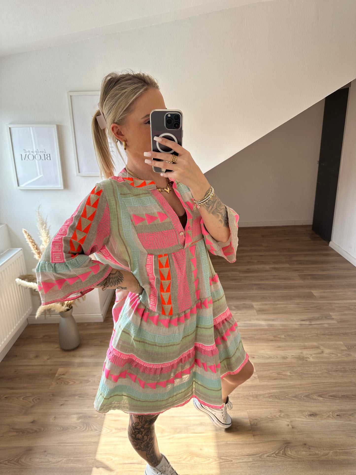 Bohoo Kleid Pink Orange