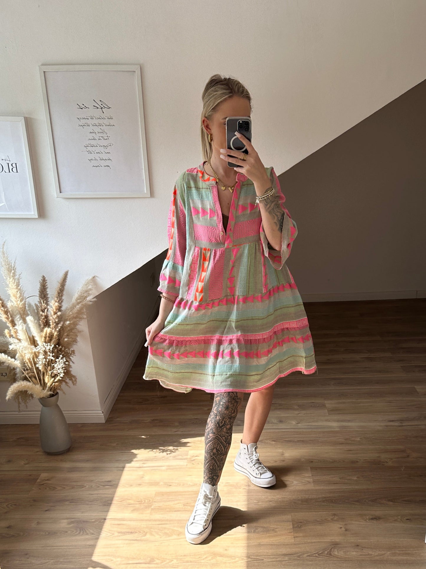 Bohoo Kleid Pink Orange