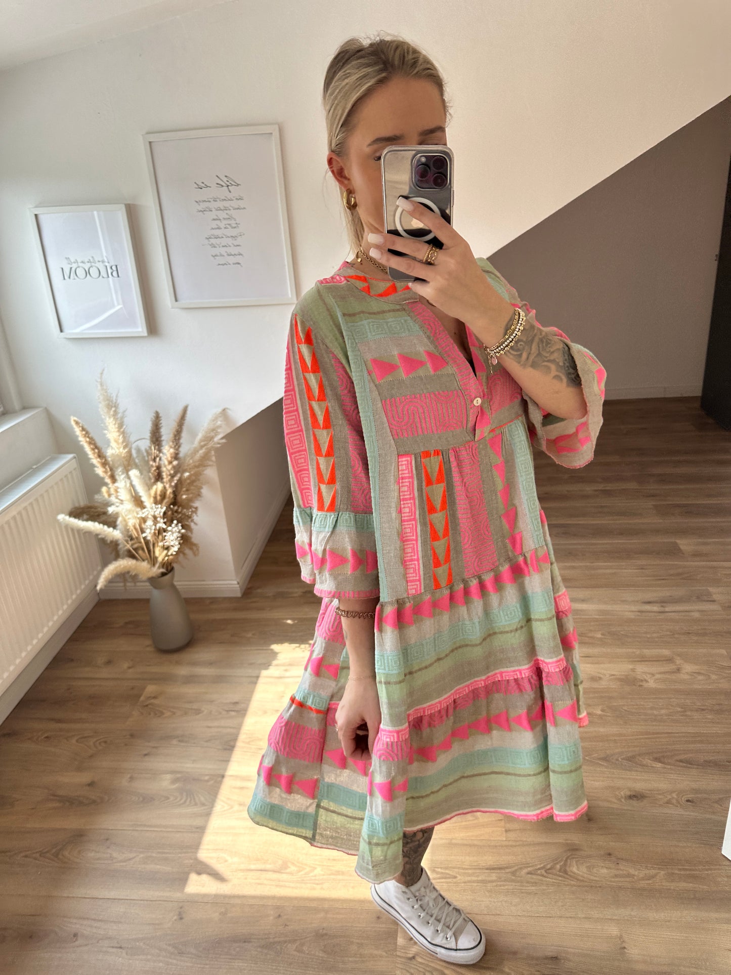 Bohoo Kleid Pink Orange