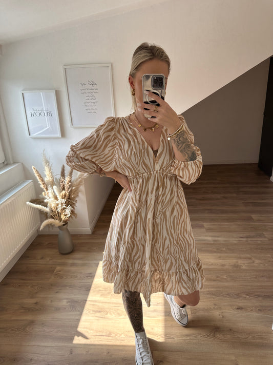 Zebra Kleid "Pia"Beige