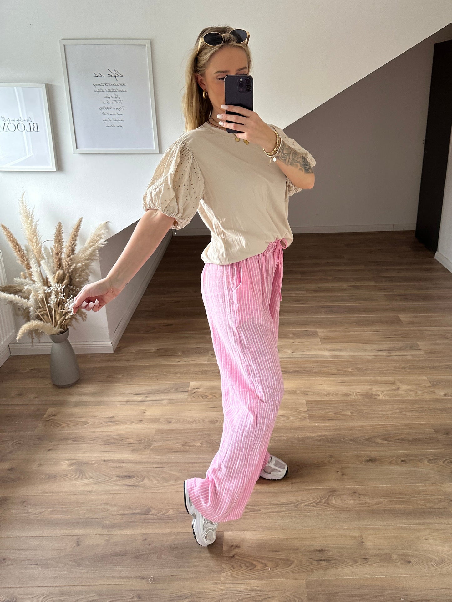 T-Shirt mit Pufferärmelchen Lachs