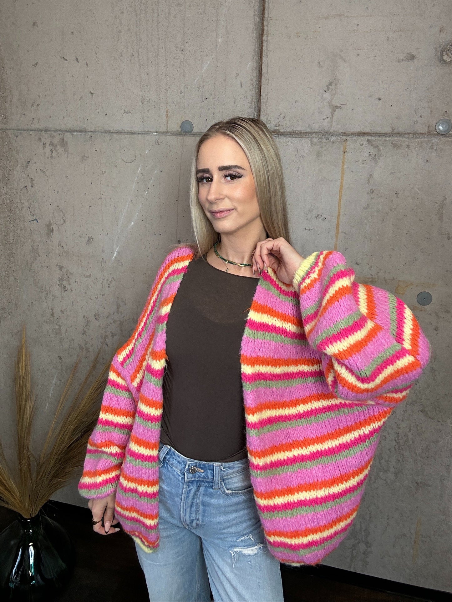 Cardigan "Fiesta Stripes" Pink Orange