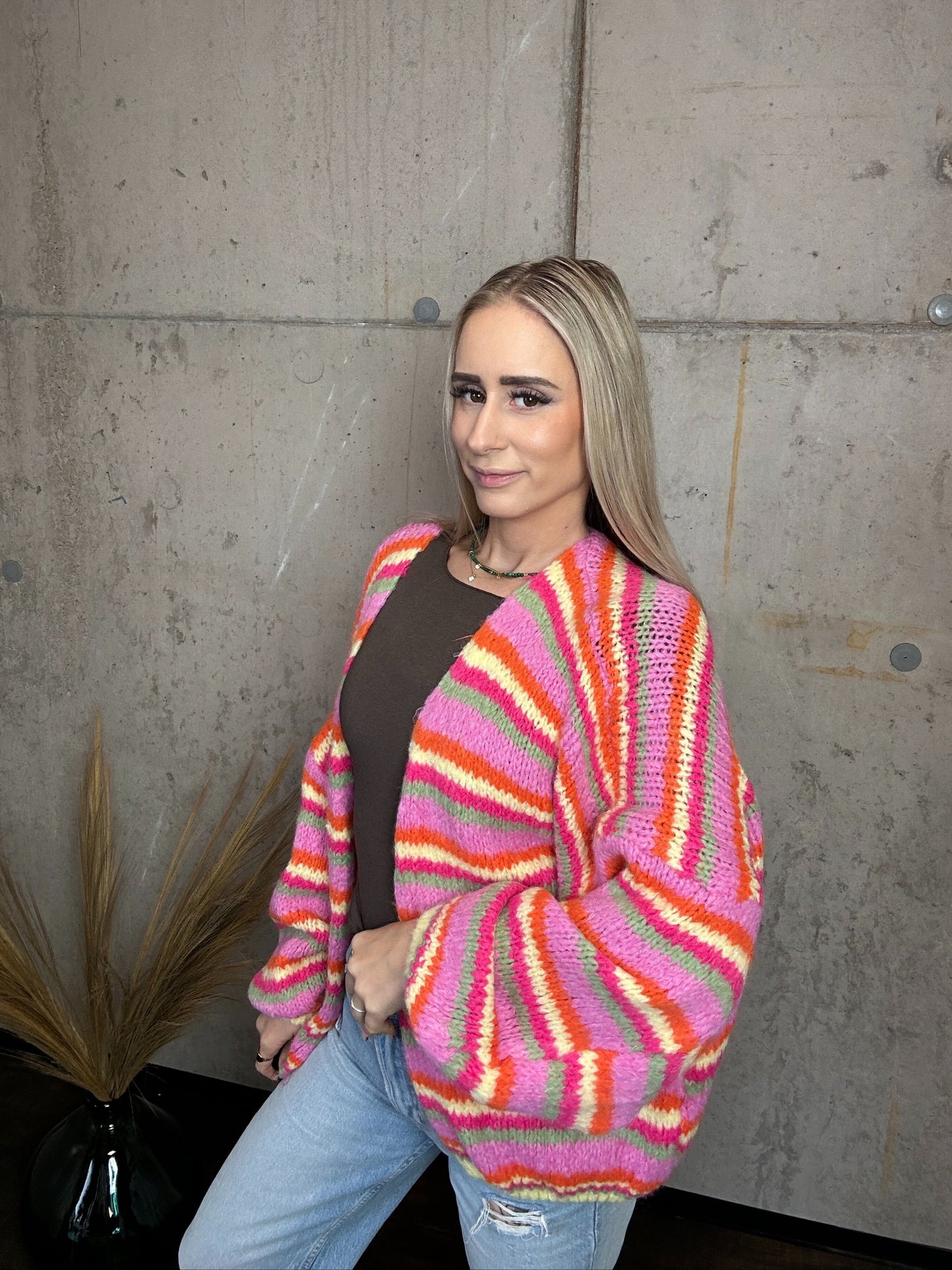 Cardigan "Fiesta Stripes" Pink Orange