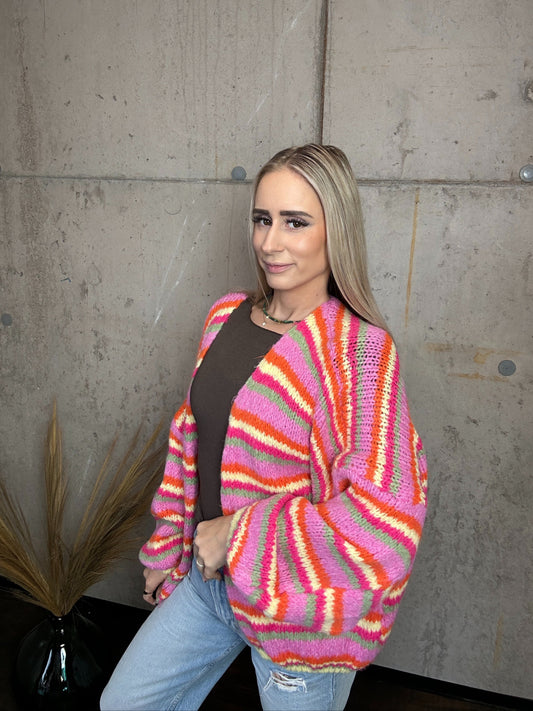 Cardigan "Fiesta Stripes" Pink Orange