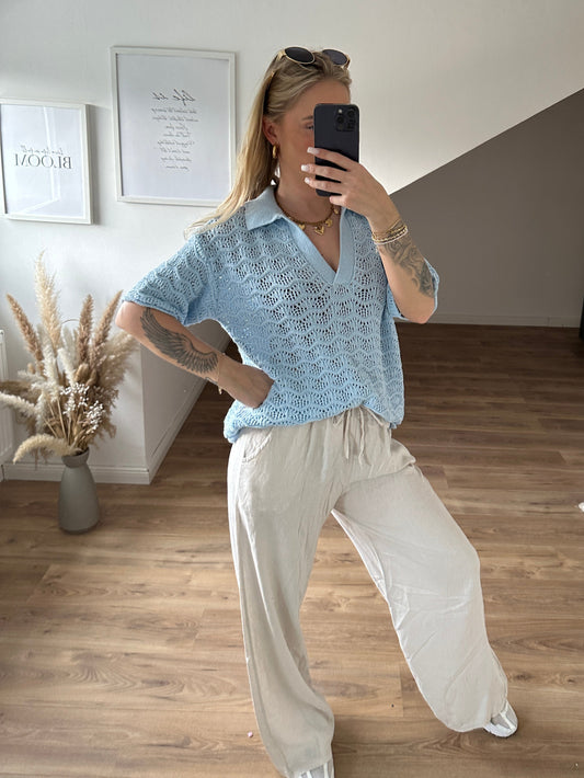 Strick Shirt Blau