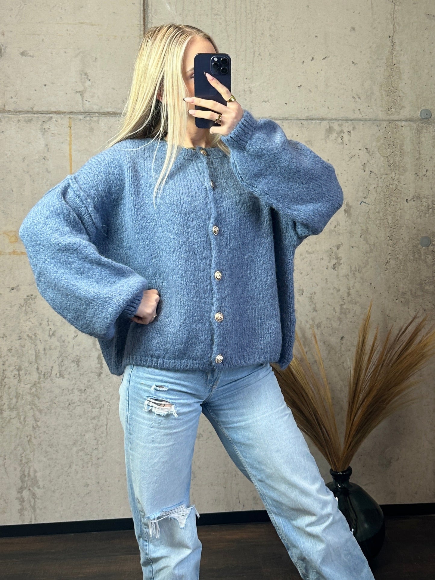 Nala mit Knöpfen Jeansblau