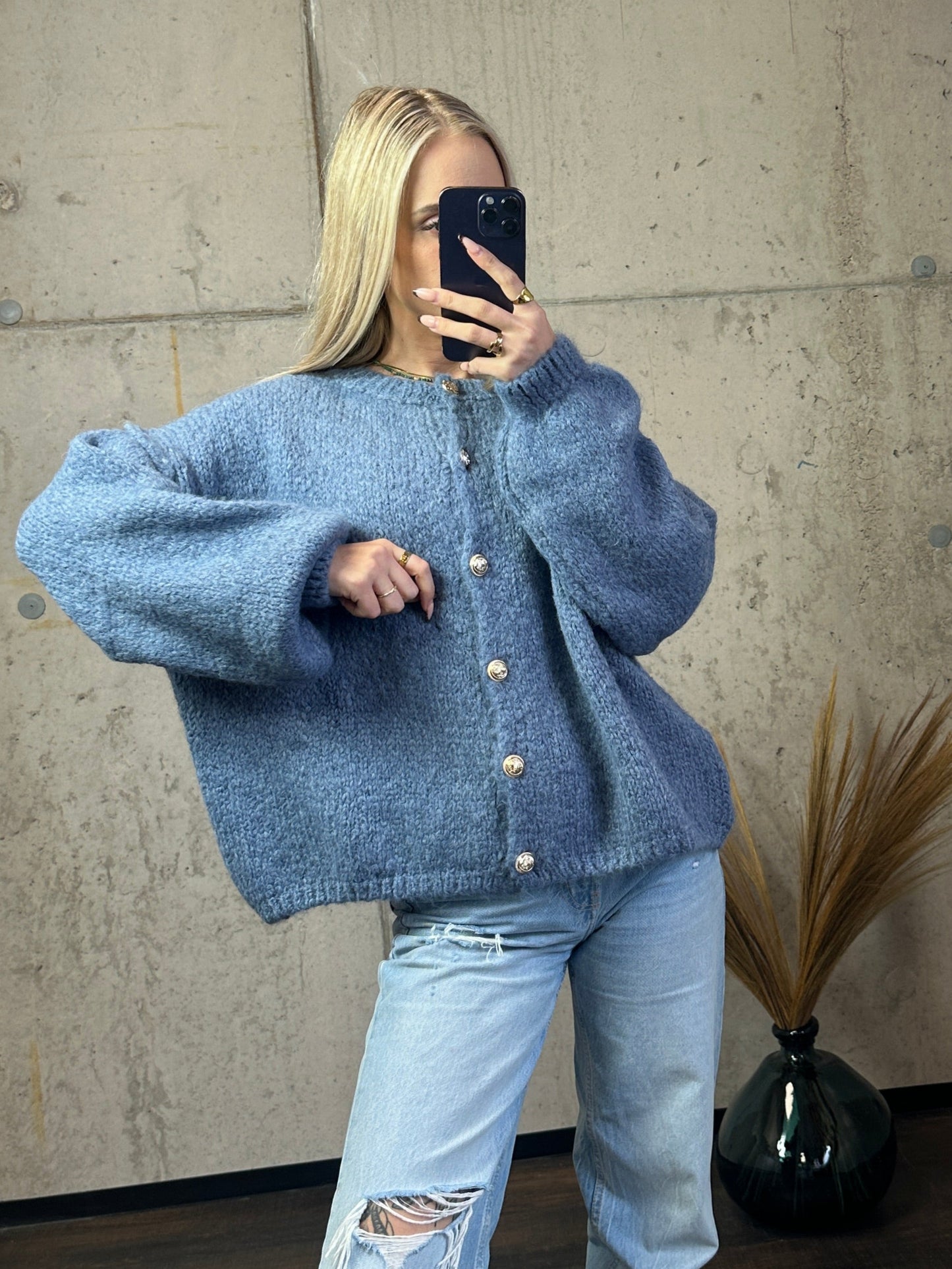 Nala mit Knöpfen Jeansblau