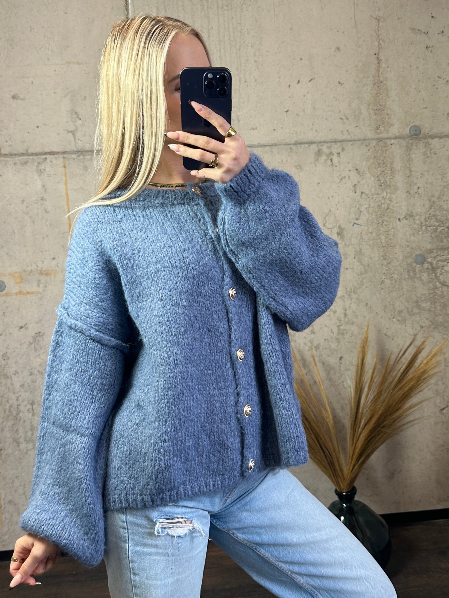 Nala mit Knöpfen Jeansblau
