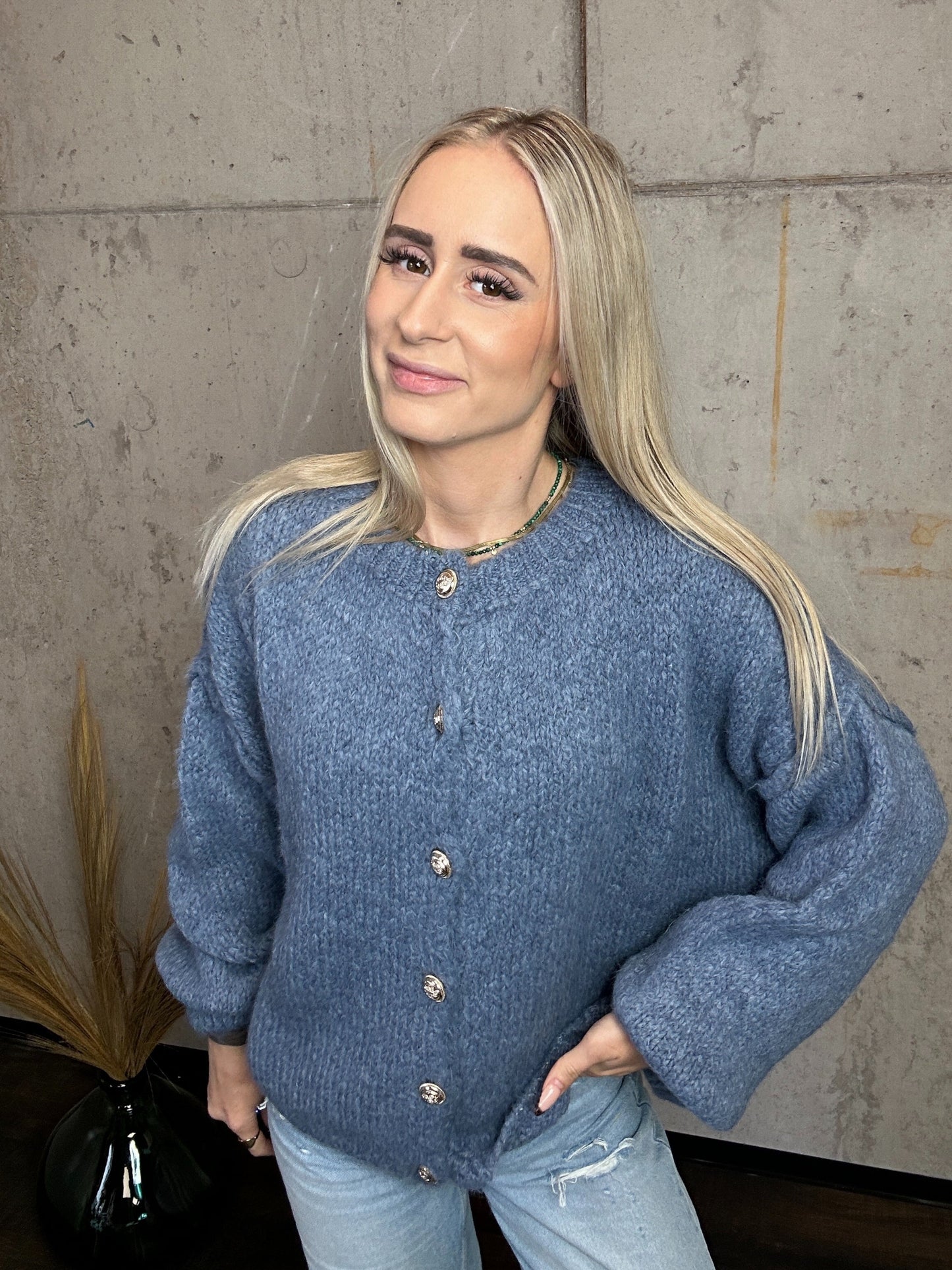 Nala mit Knöpfen Jeansblau