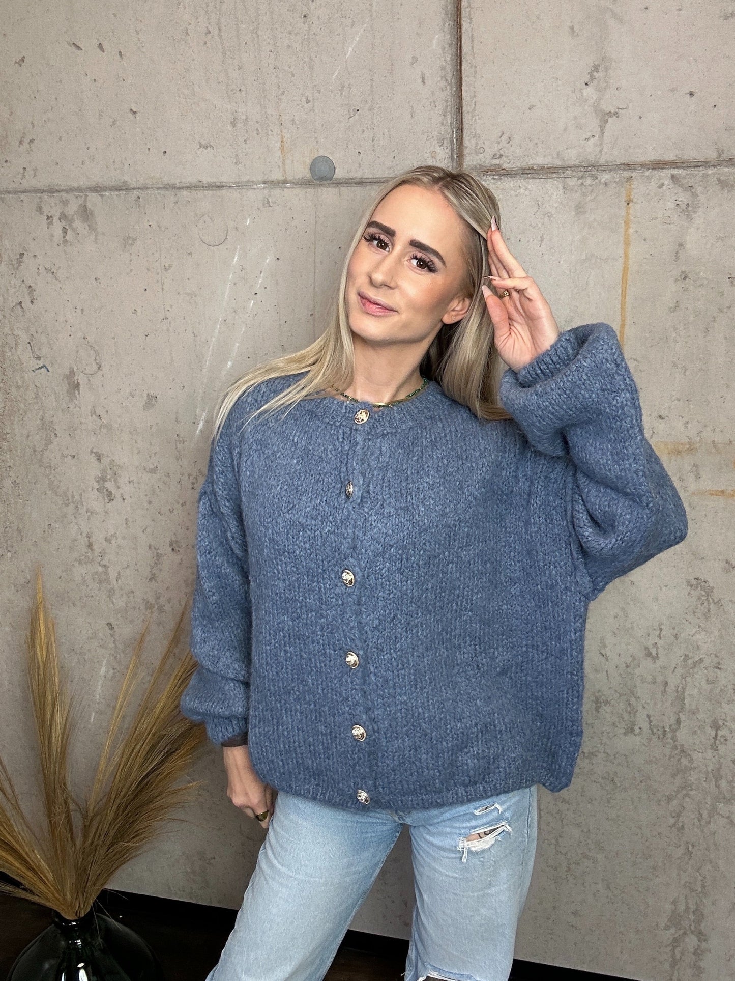 Nala mit Knöpfen Jeansblau