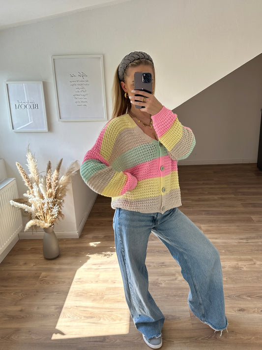 Strickjacke Sweety Gelb Beige Mint Rosa