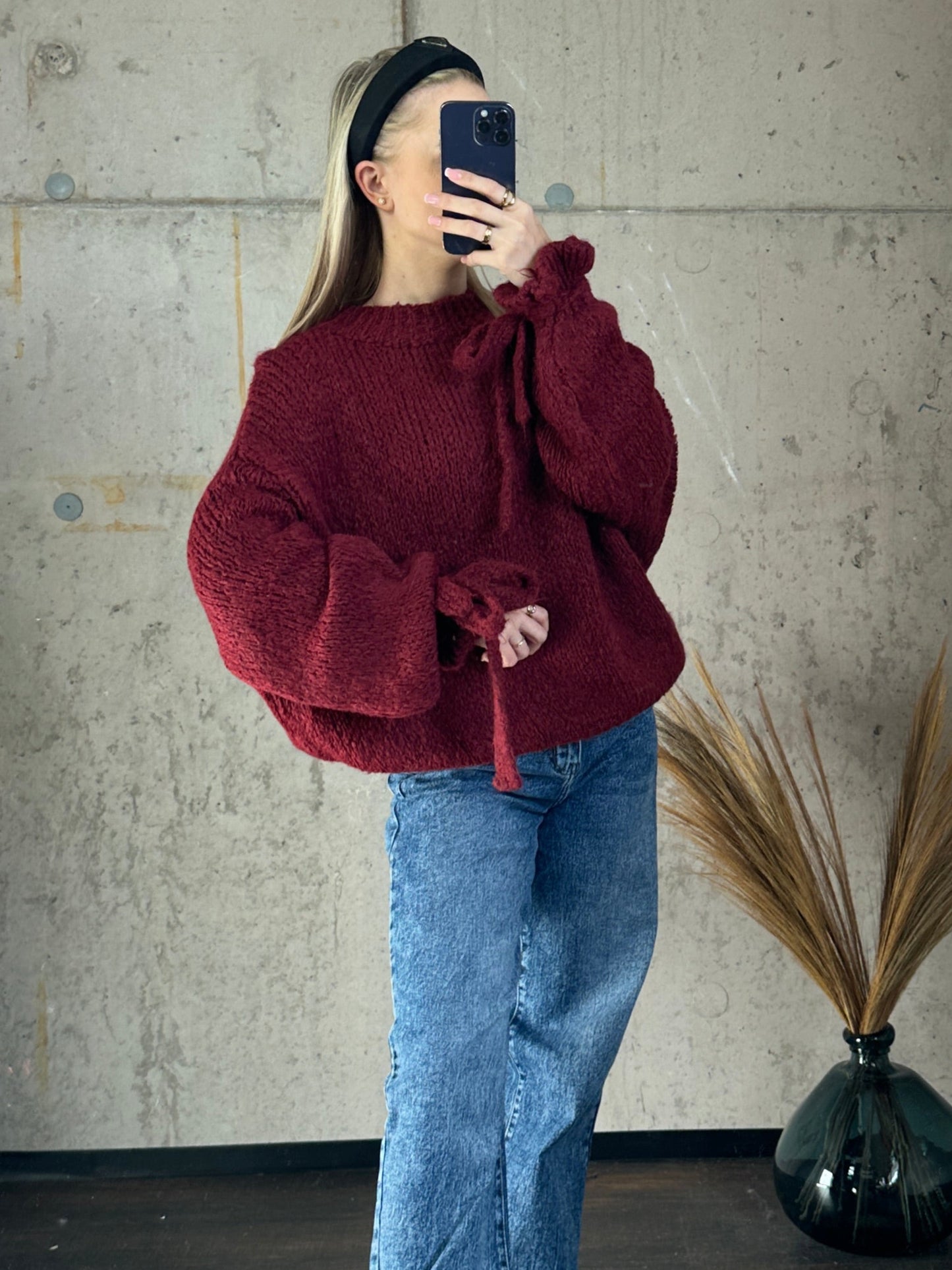 Rüschenpullover "Molly" Bordeauxrot