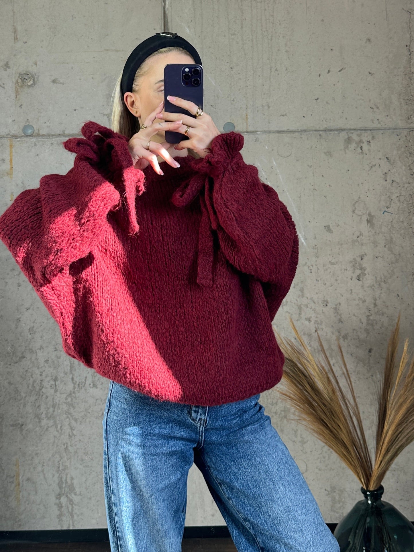 Rüschenpullover "Molly" Bordeauxrot