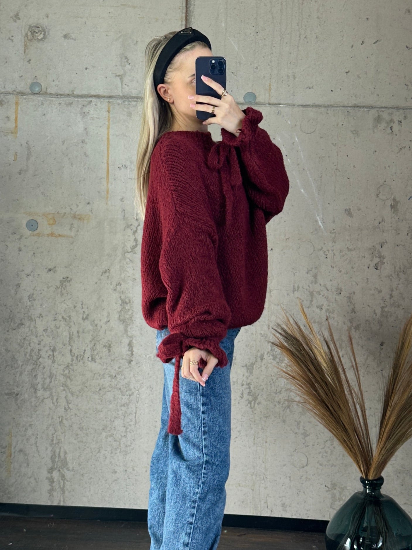 Rüschenpullover "Molly" Bordeauxrot