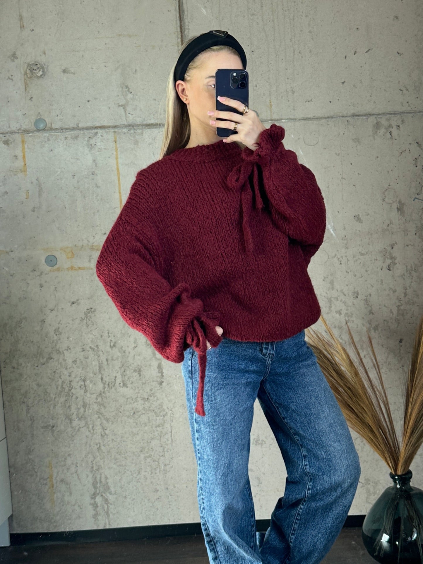 Rüschenpullover "Molly" Bordeauxrot
