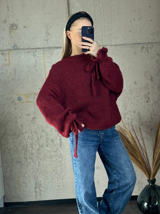 Rüschenpullover "Molly" Bordeauxrot
