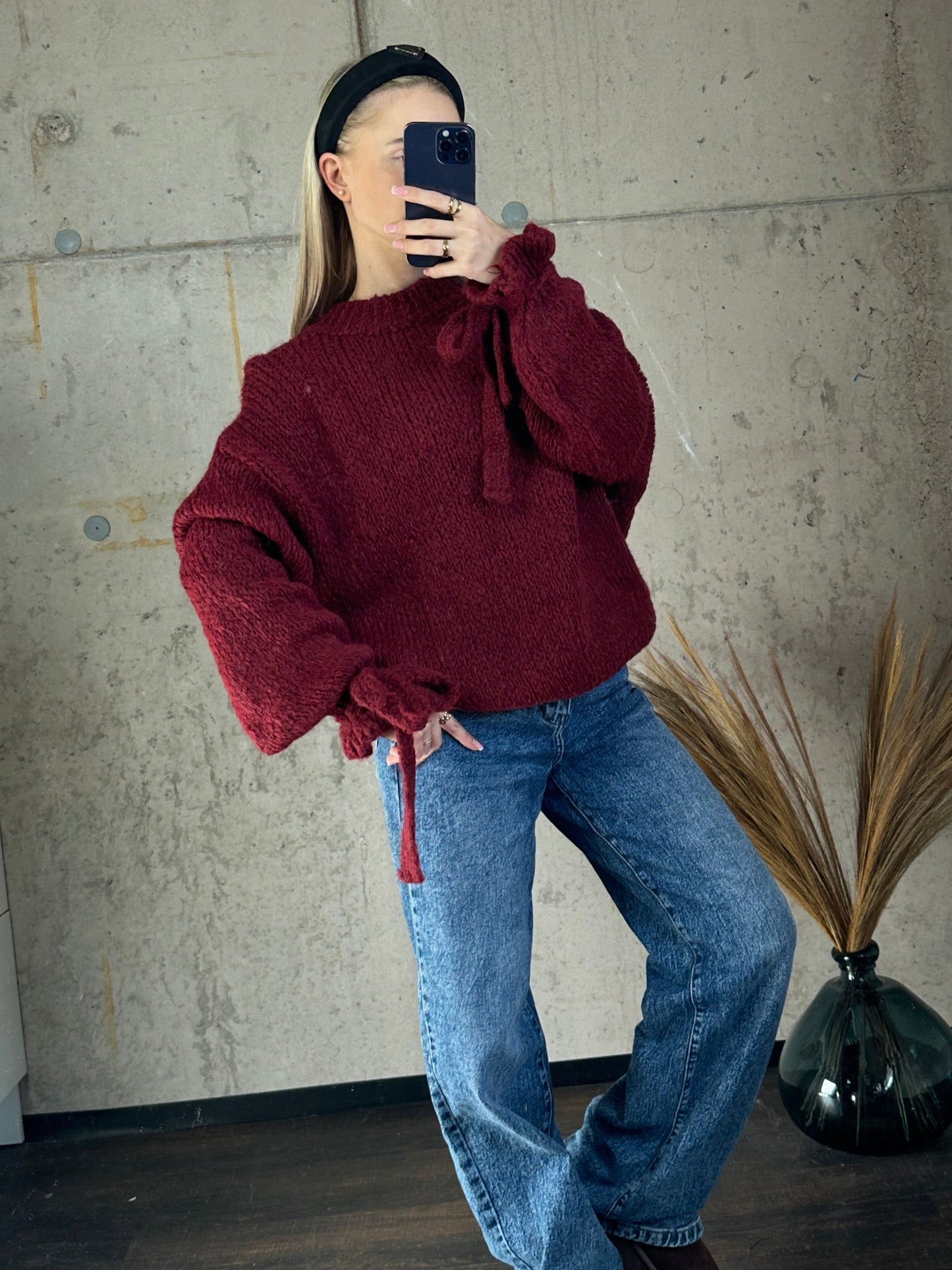 Rüschenpullover "Molly" Bordeauxrot