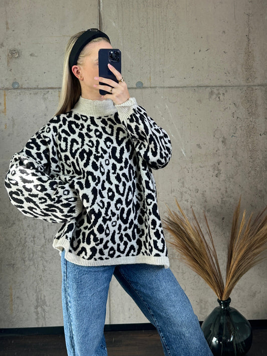 Leo Pullover Schwarz Creme