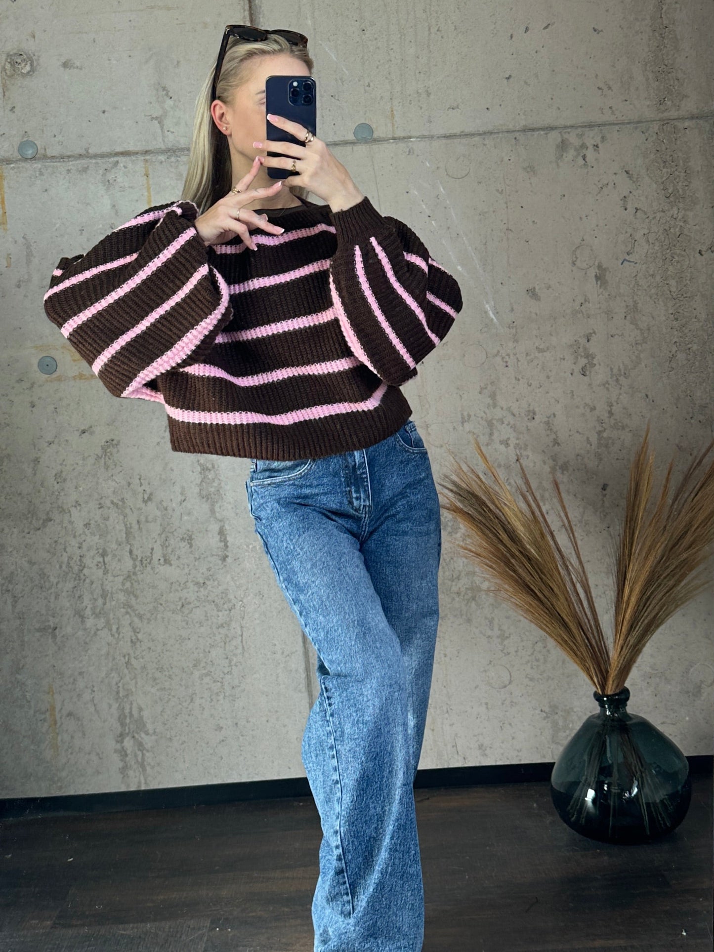 Pullover Braun/Rosa