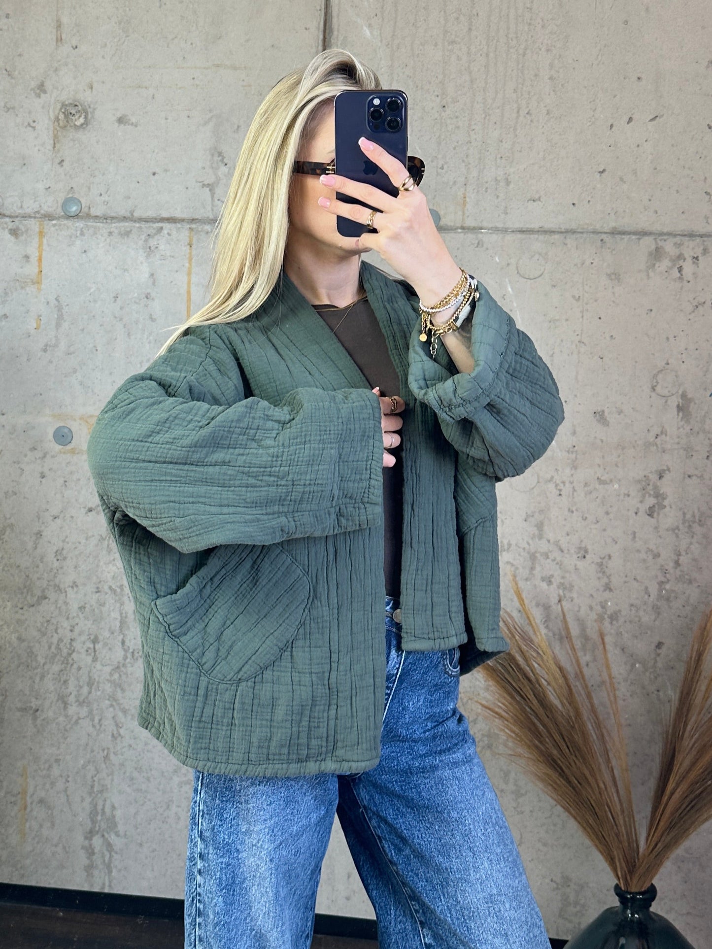 Musselinjacke "Bali" Khaki