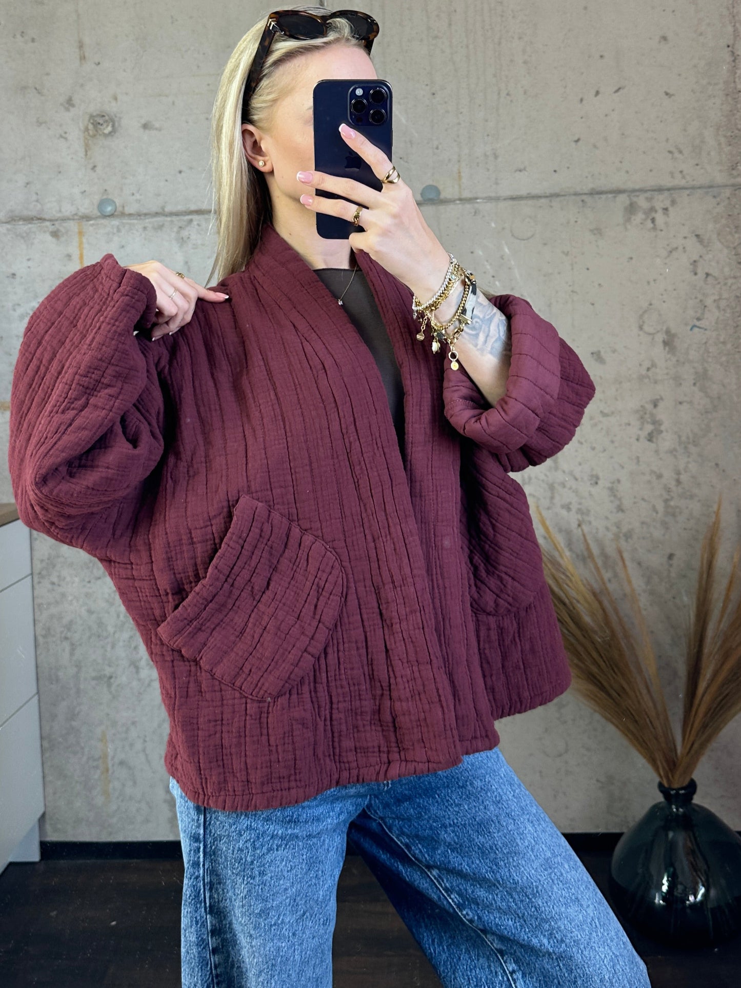 Musselinjacke "Bali" Bordeauxrot