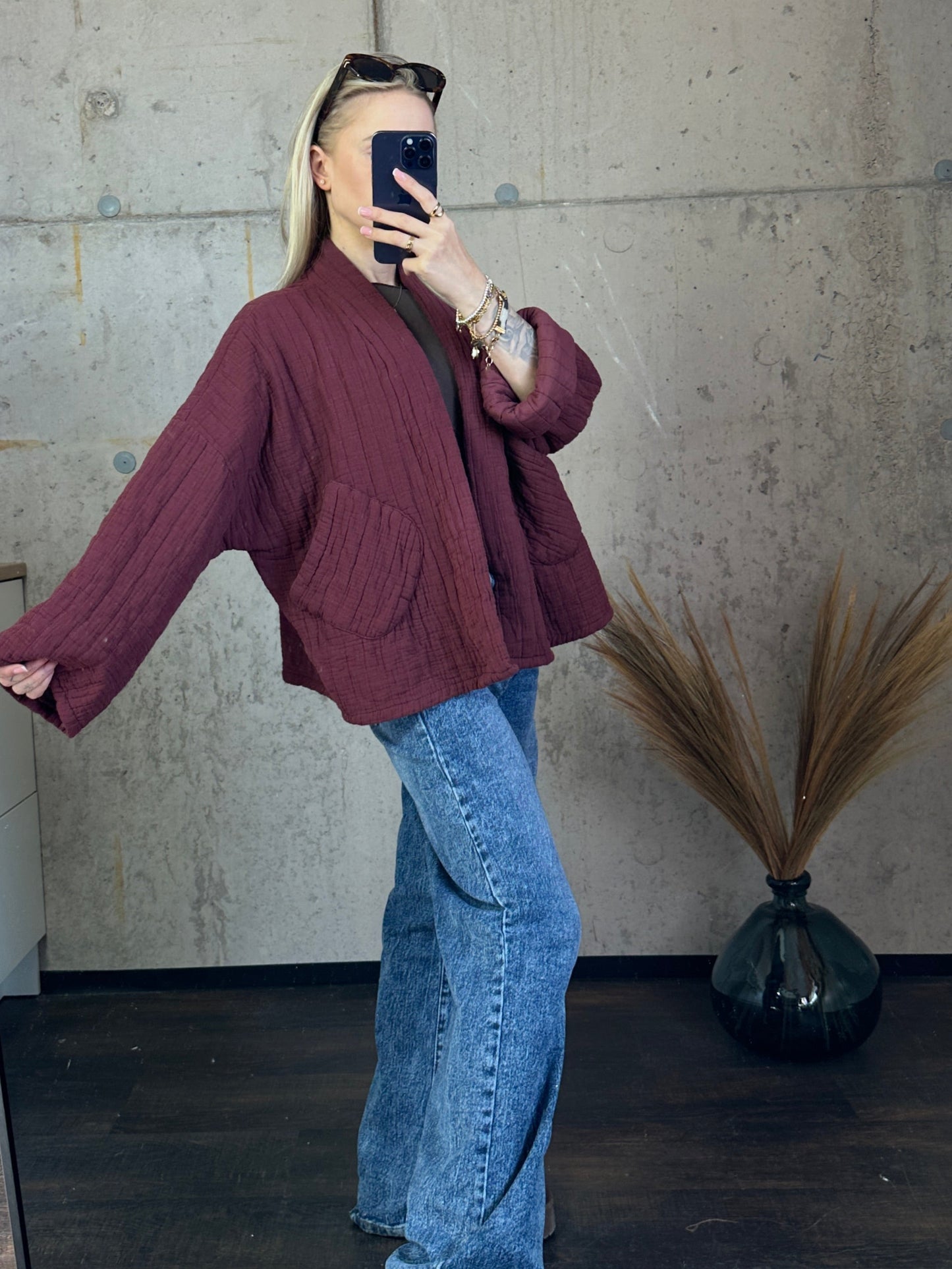 Musselinjacke "Bali" Bordeauxrot