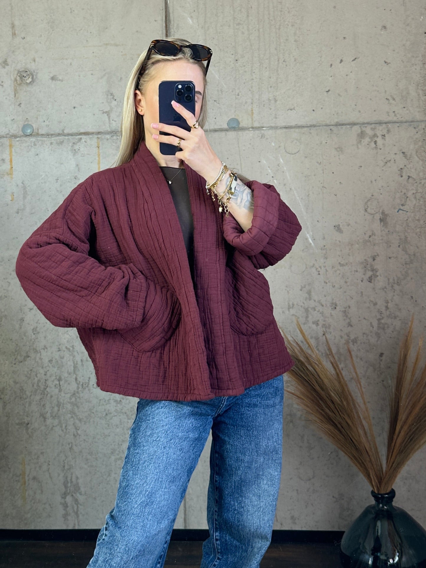 Musselinjacke "Bali" Bordeauxrot