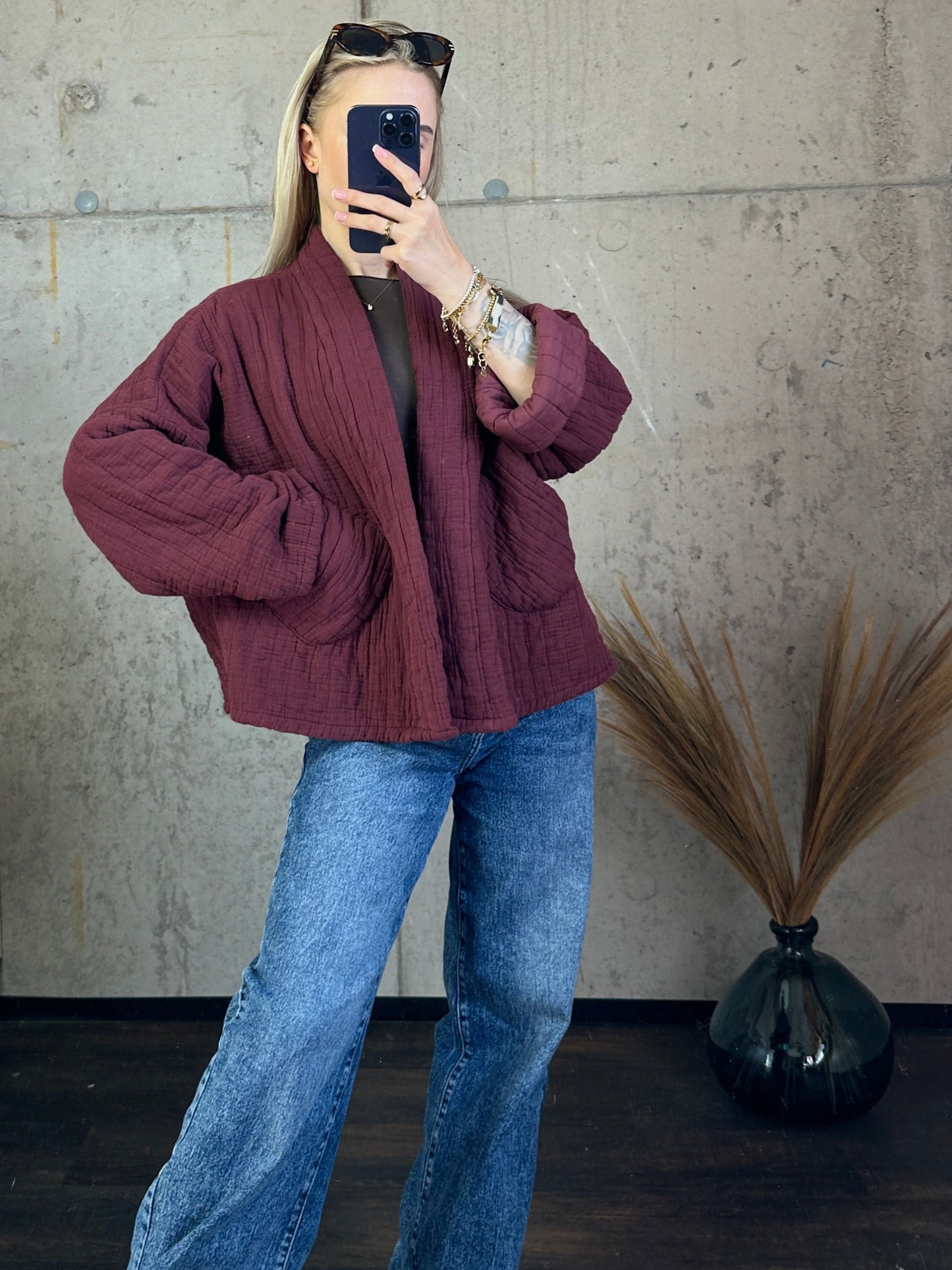 Musselinjacke "Bali" Bordeauxrot