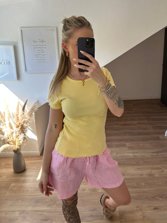 Basic geripptes T-Shirt Div. Farb