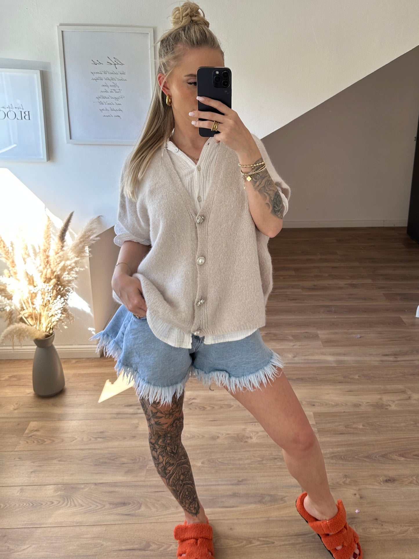 Alpaka Weste mit Glitzer Pink