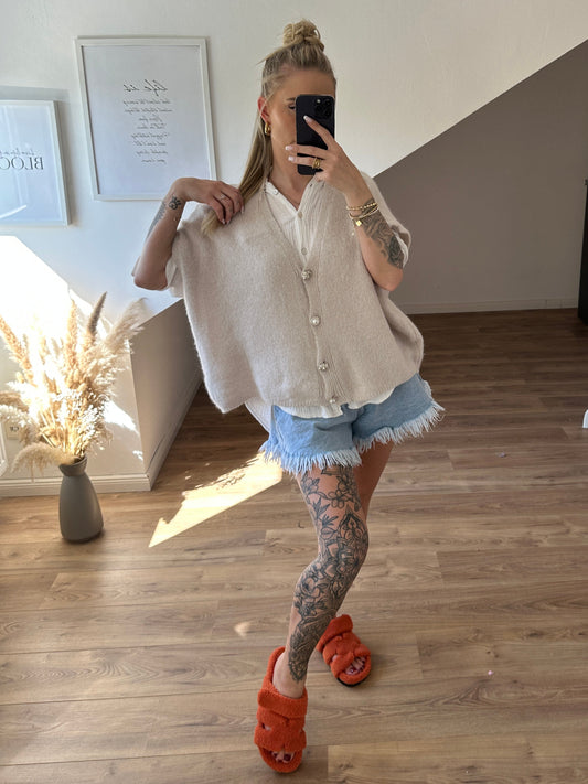 Alpaka Weste mit Glitzer Beige